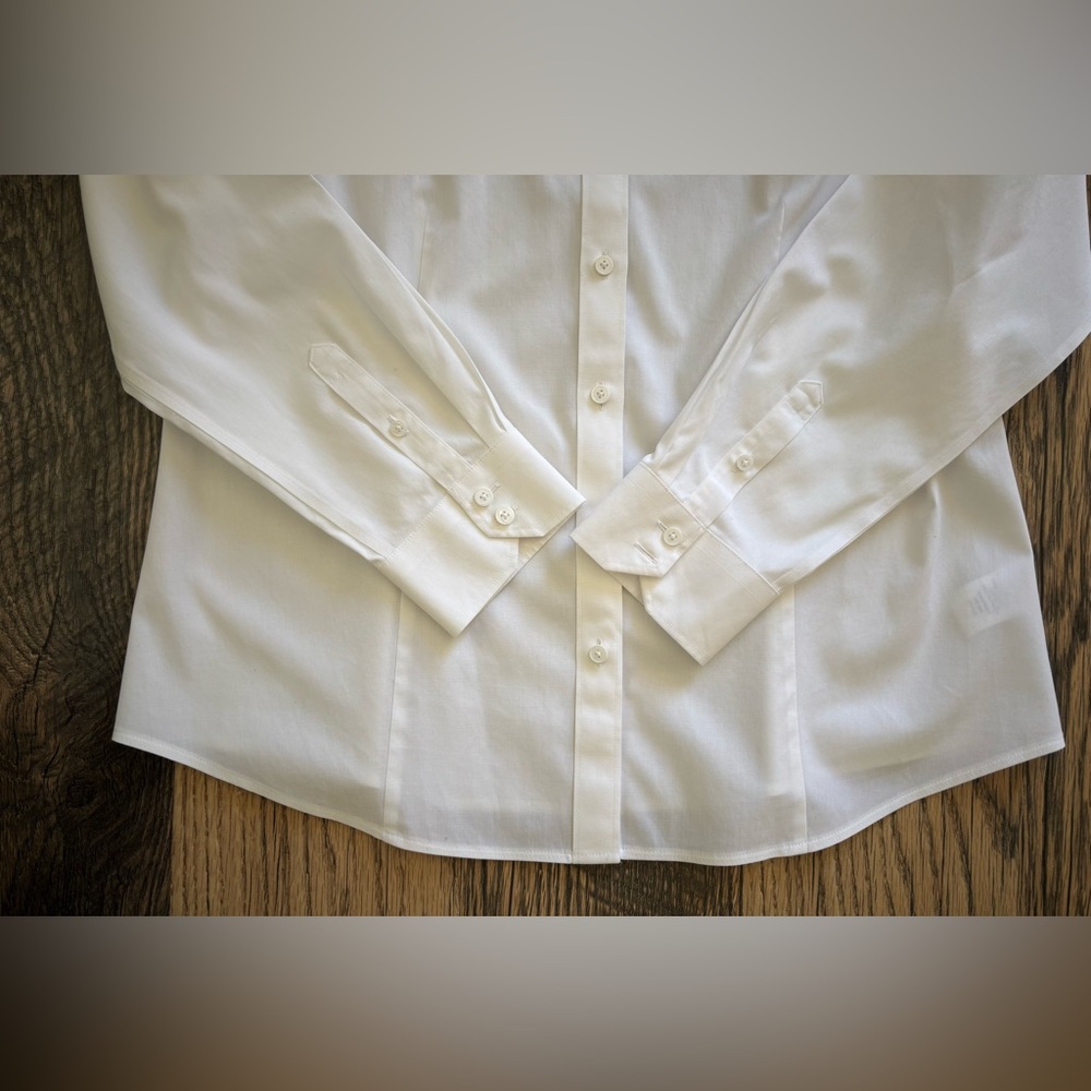 Talbots Womens White Solid Button Up Long Sleeve … - image 6
